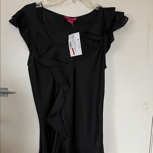 Sunny Leigh Black Asymmetrical Ruffle Dress